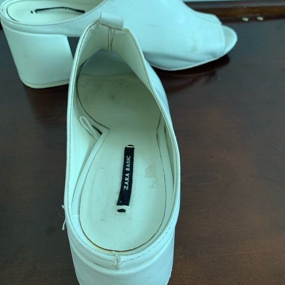 Zara Basic - White Chunky Heel With Thick Strap - Picture 5 of 14